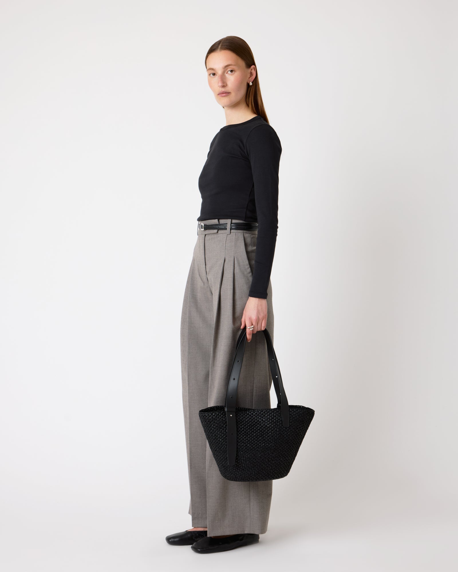 The Bianca Raffia Bag Small in Black | LIÉ STUDIO