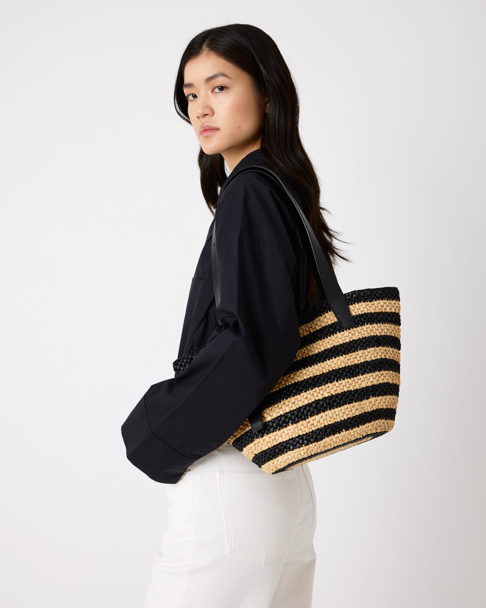 The Bianca Raffia Bag Small in Multi | LIÉ STUDIO
